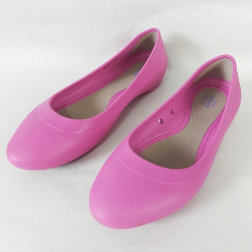 Crocs Women Lina Barbiecore Ballet Flats Size 8 Pink Chic Lightweight Slip-on
